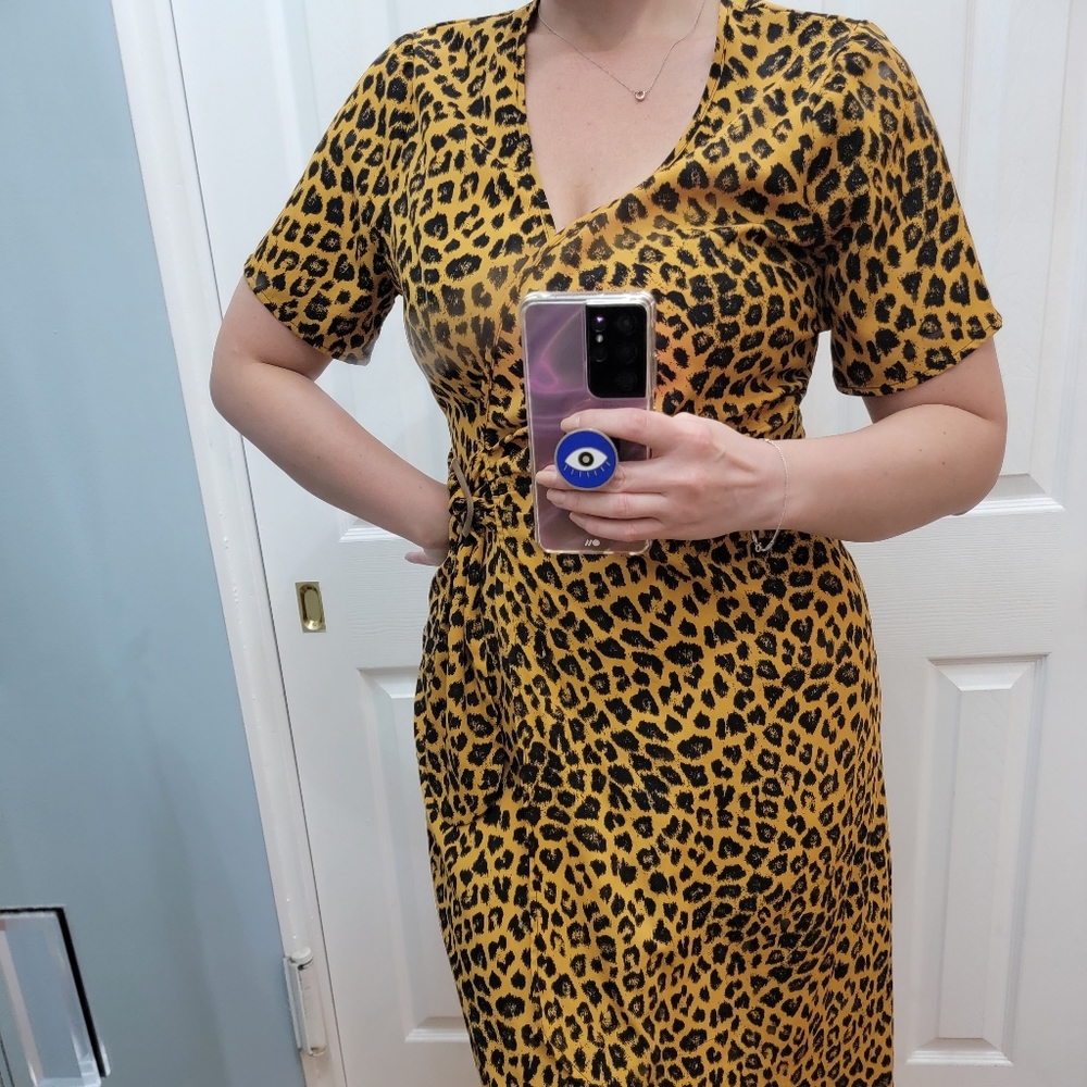 Nasty Gal Collection Animal Print Wrap Dress sz 10